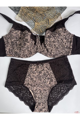 Комплект для великих грудей з бавовни Lanny Mode 11848+55848 шоколад